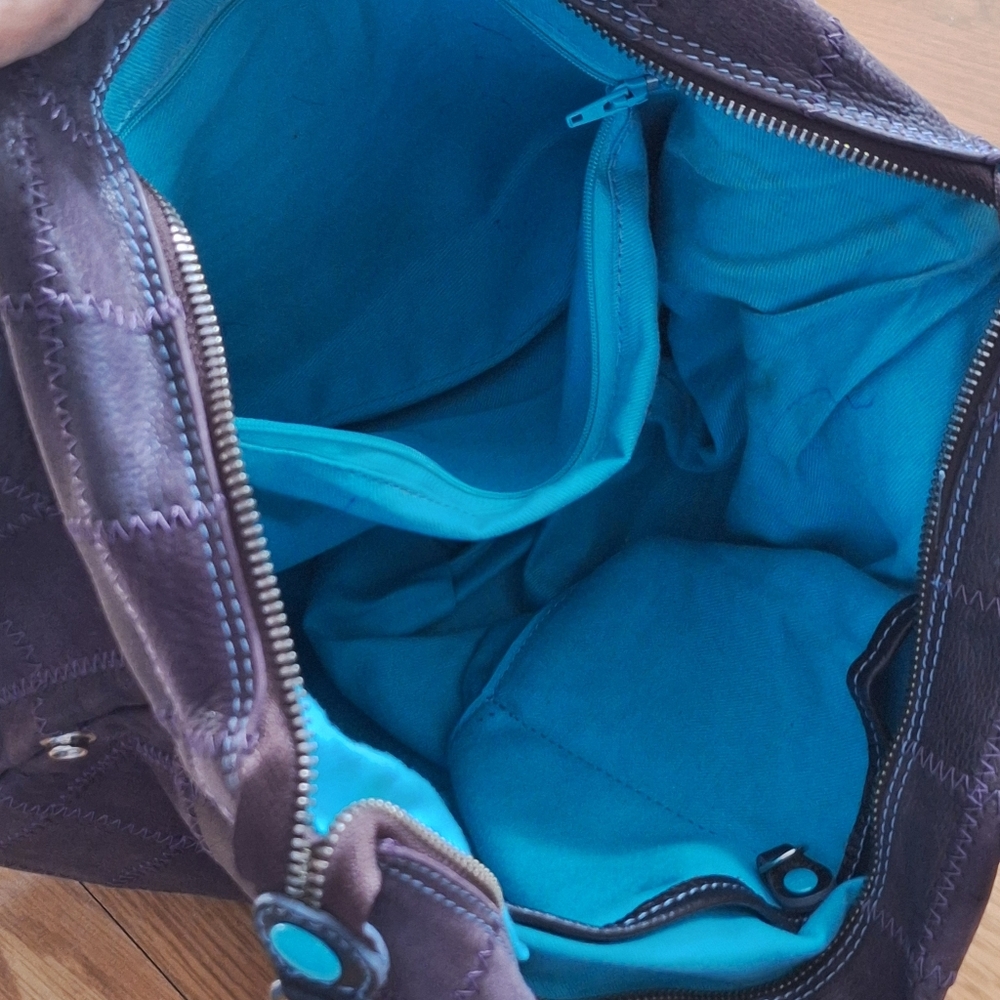 Gabs Euc Real Italian Patchwork Purple Leather La… - image 7